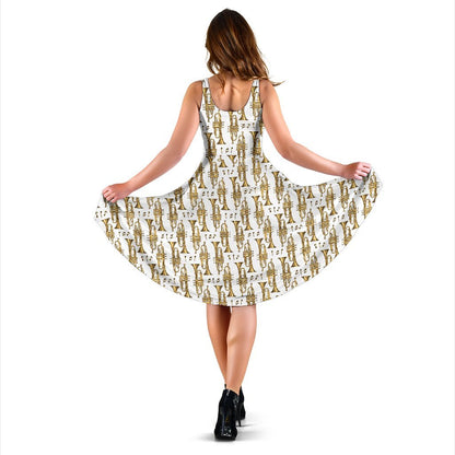 Trumpet with Music Note Print Sleeveless Dress
