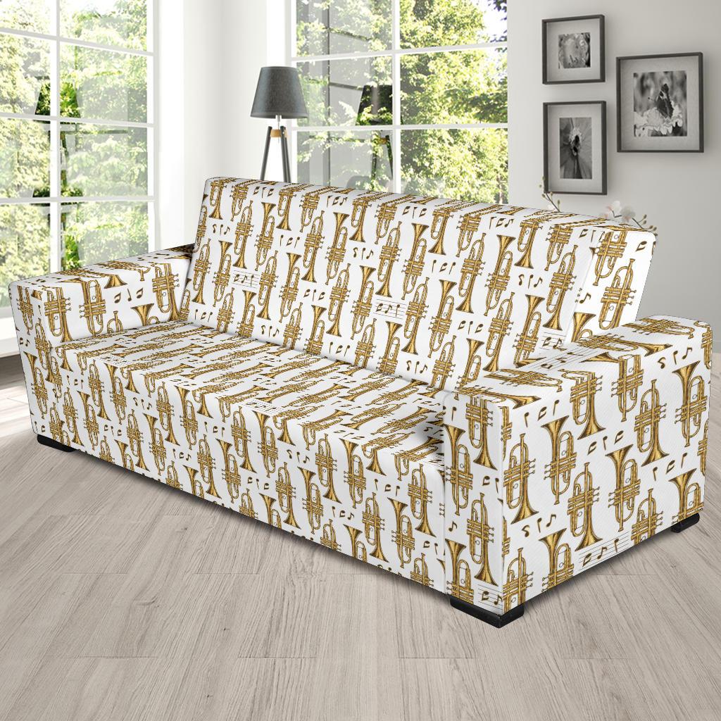 Trumpet with Music Note Print Sofa Slipcover-JTAMIGO.COM