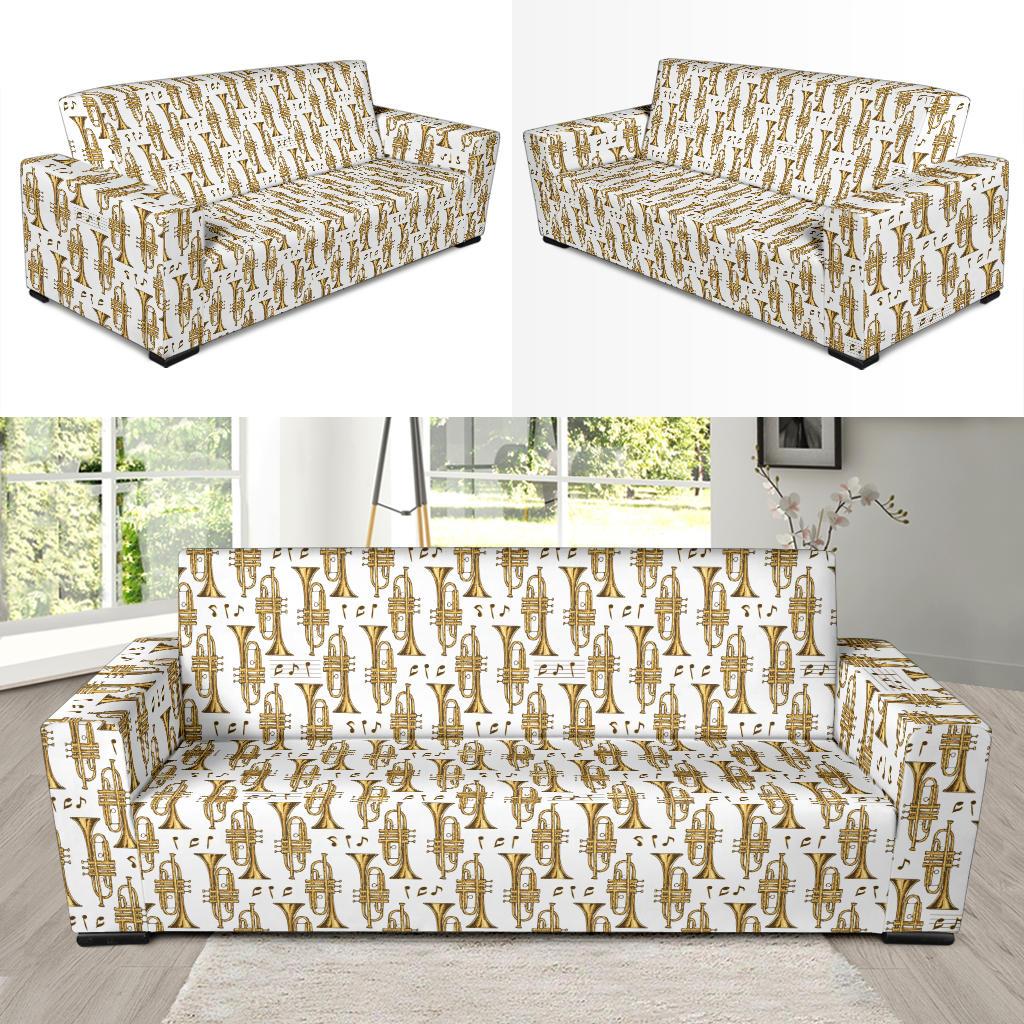 Trumpet with Music Note Print Sofa Slipcover-JTAMIGO.COM