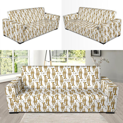 Trumpet with Music Note Print Sofa Slipcover-JTAMIGO.COM