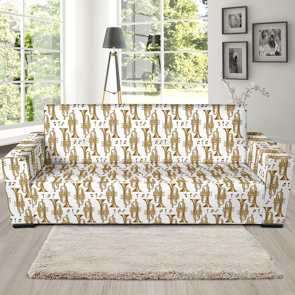 Trumpet with Music Note Print Sofa Slipcover-JTAMIGO.COM