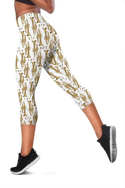 Trumpet with Music Note Print Women Capris