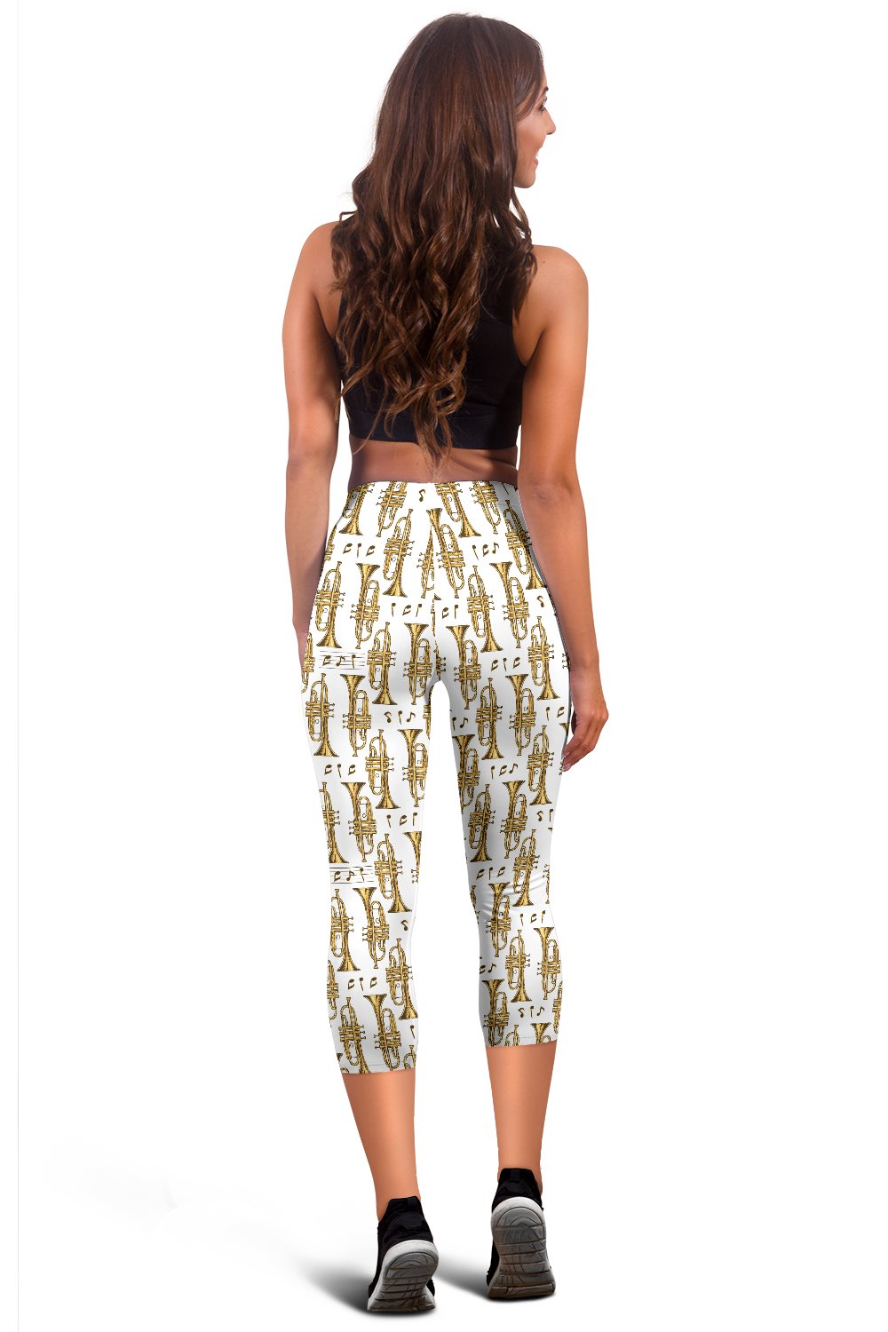 Trumpet with Music Note Print Women Capris