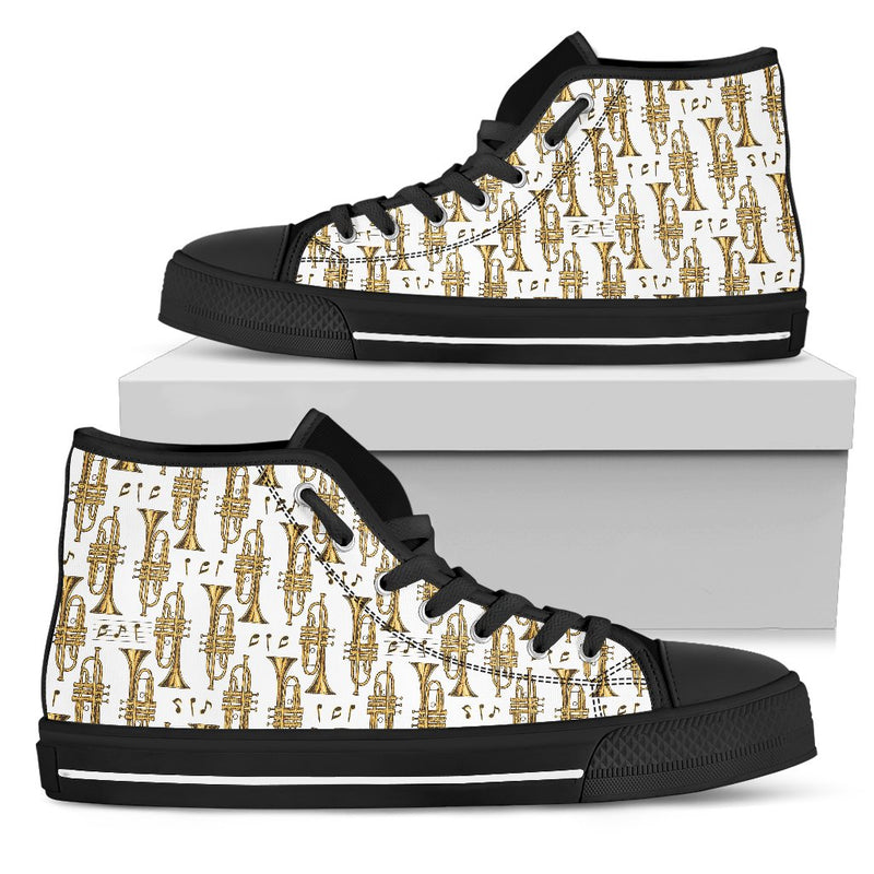 Trumpet with Music Note Print Women High Top Shoes