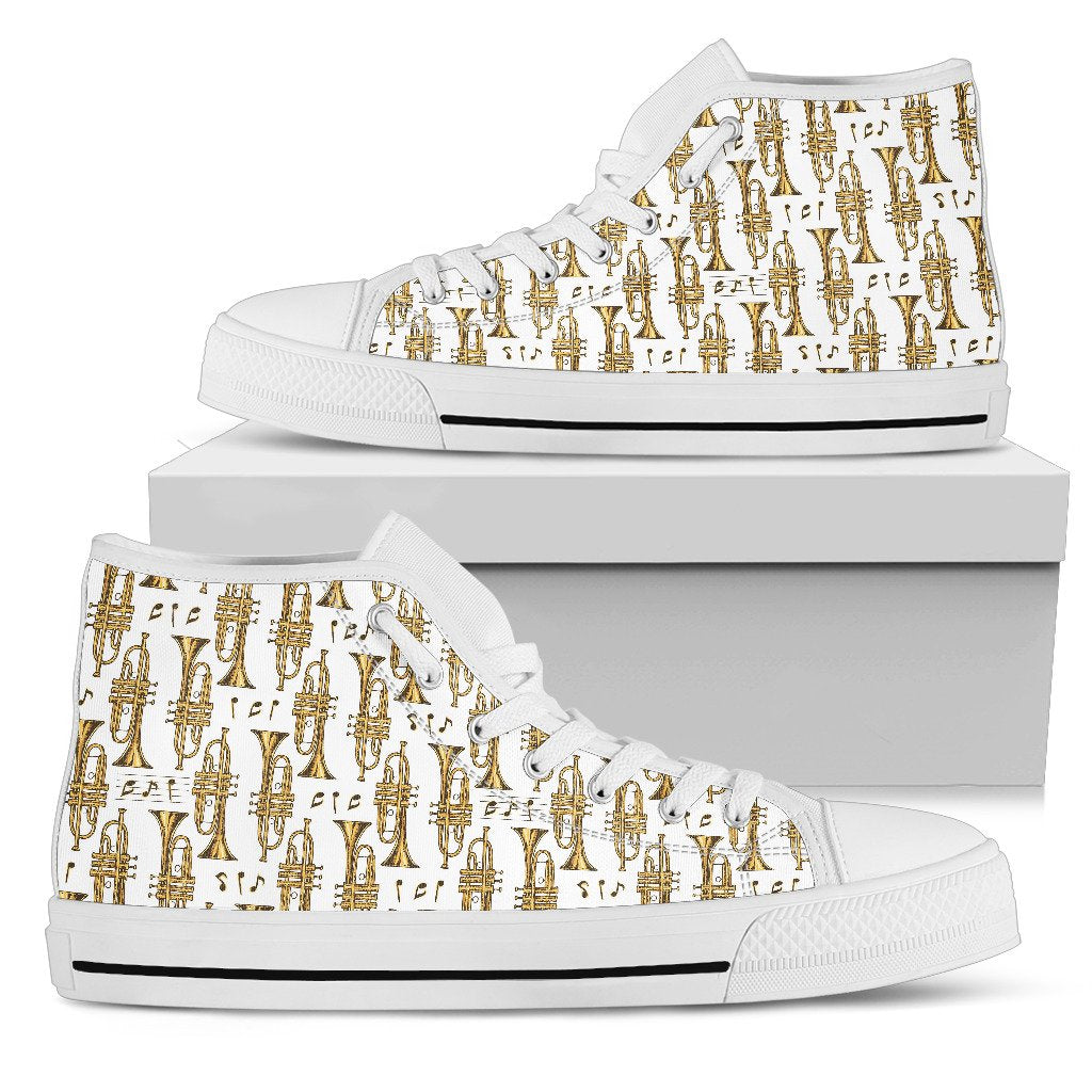 Trumpet with Music Note Print Women High Top Shoes