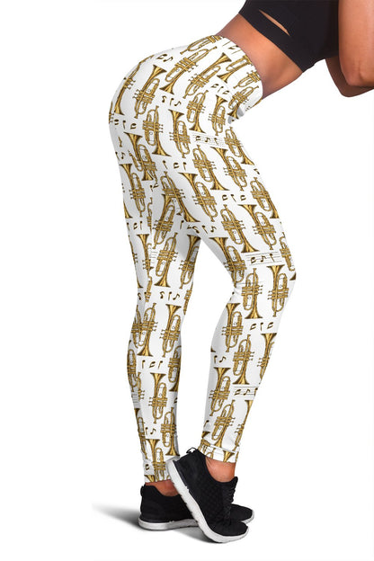 Trumpet with Music Note Print Women Leggings