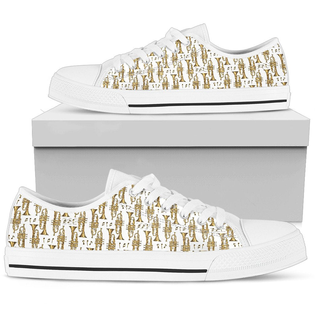 Trumpet with Music Note Print Women Low Top Shoes-JTAMIGO.COM