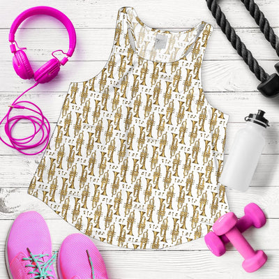 Trumpet with Music Note Print Women Racerback Tank Top