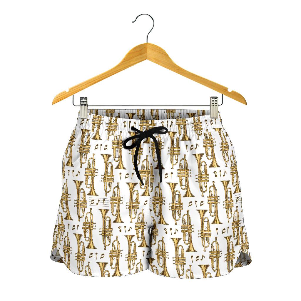 Trumpet with Music Note Print Women Shorts-JTAMIGO.COM