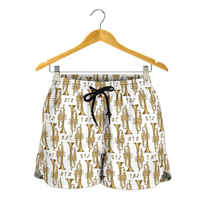 Trumpet with Music Note Print Women Shorts-JTAMIGO.COM