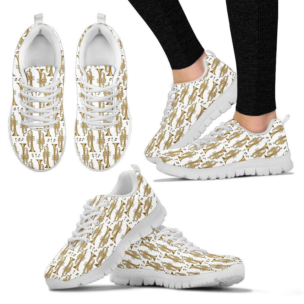 Trumpet With Music Note Print Women Sneakers Shoes