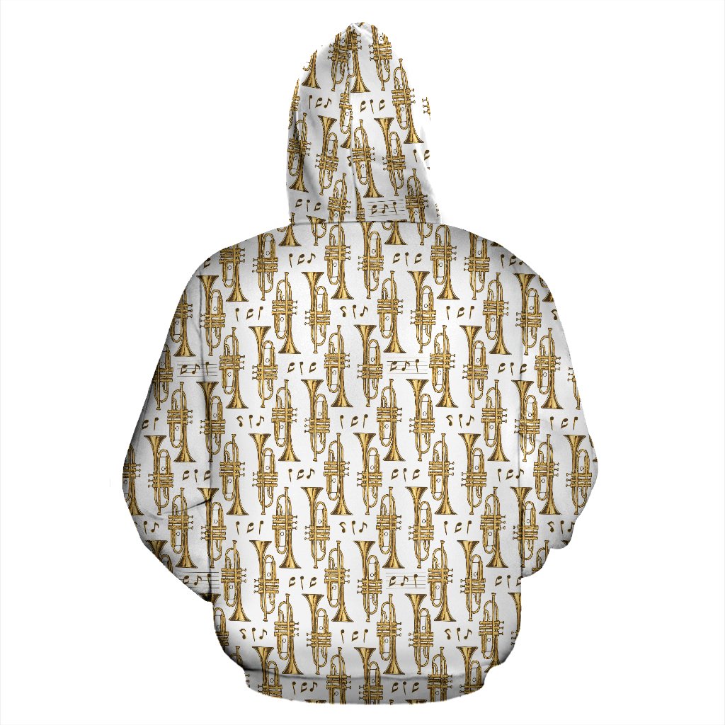 Trumpet with Music Note Print Zip Up Hoodie
