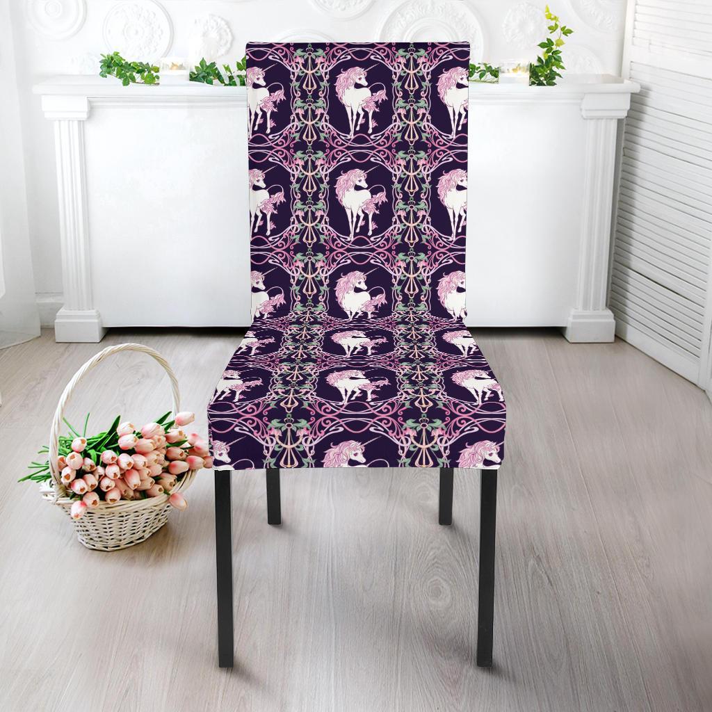 Unicorn Fantastic Flower Dining Chair Slipcover-JTAMIGO.COM