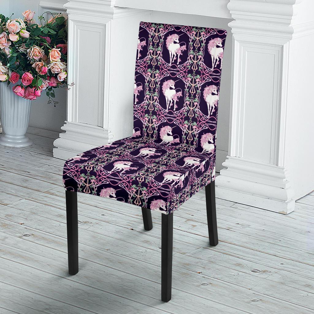 Unicorn Fantastic Flower Dining Chair Slipcover-JTAMIGO.COM
