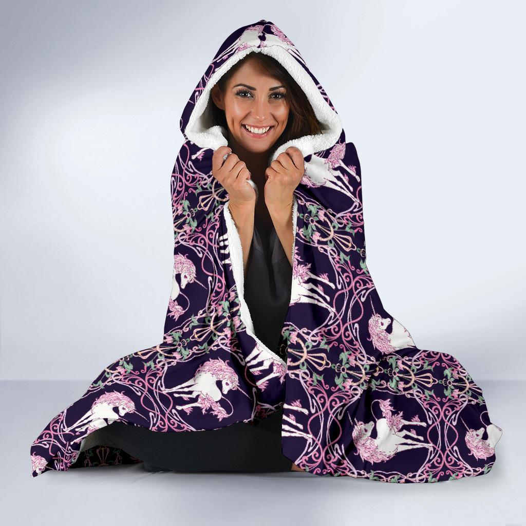 Unicorn Fantastic Flower Hooded Blanket-JTAMIGO.COM