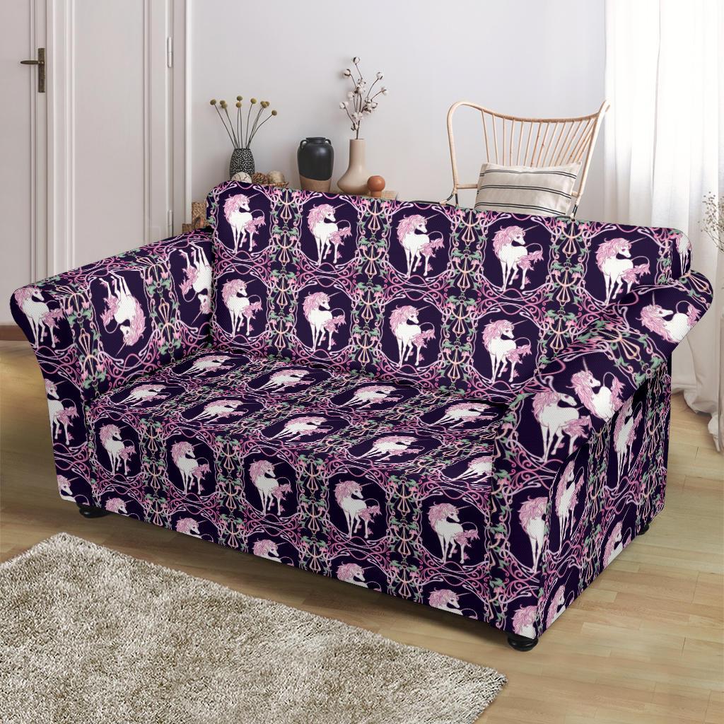 Unicorn Fantastic Flower Loveseat Slipcover-JTAMIGO.COM