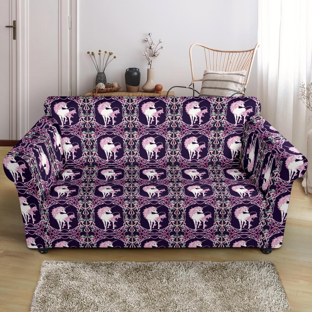 Unicorn Fantastic Flower Loveseat Slipcover-JTAMIGO.COM