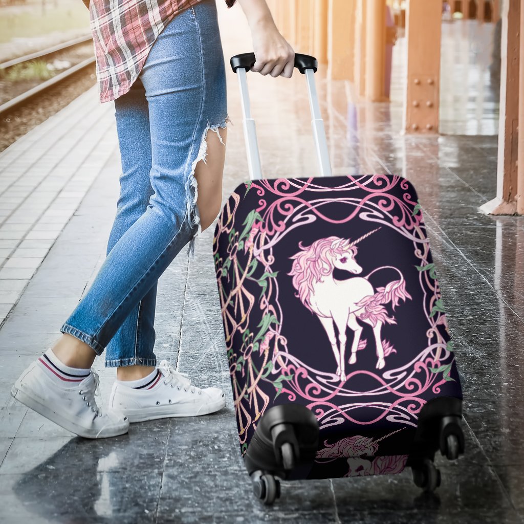 Unicorn Fantastic Flower Luggage Cover Protector