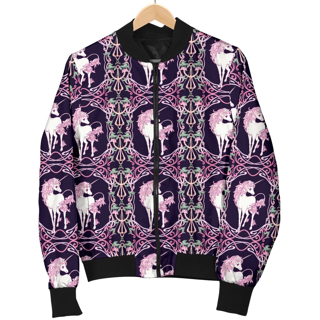 Unicorn Fantastic Flower Women Casual Bomber Jacket