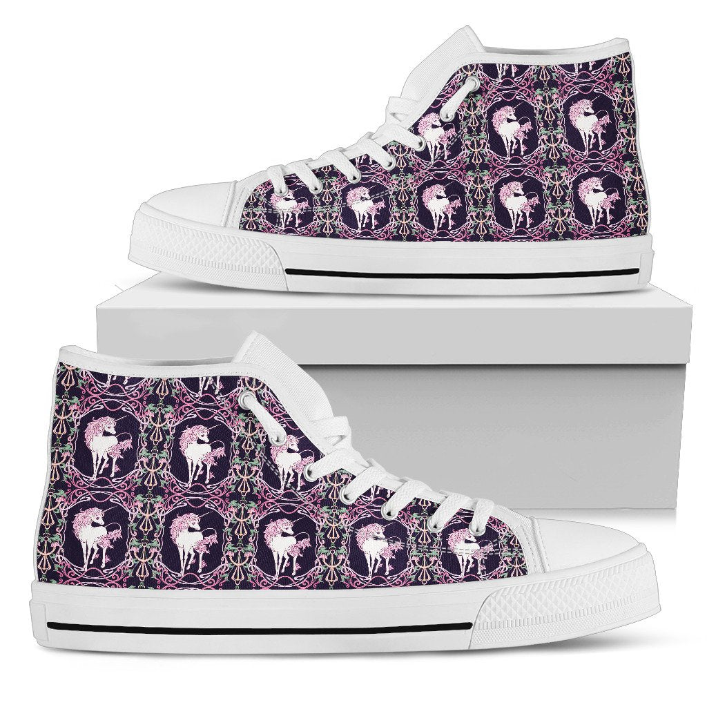 Unicorn Fantastic Flower Women High Top Shoes