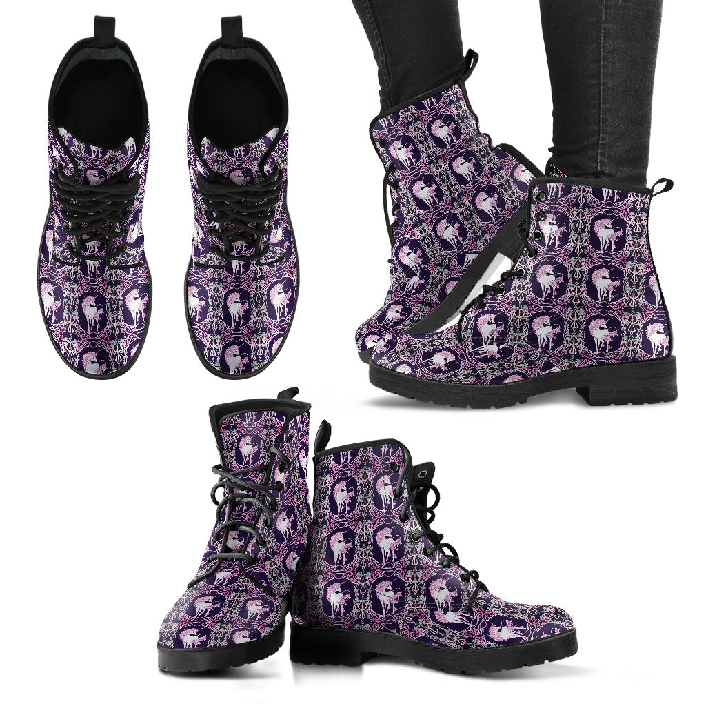 Unicorn Fantastic Flower Women Leather Boots-JTAMIGO.COM