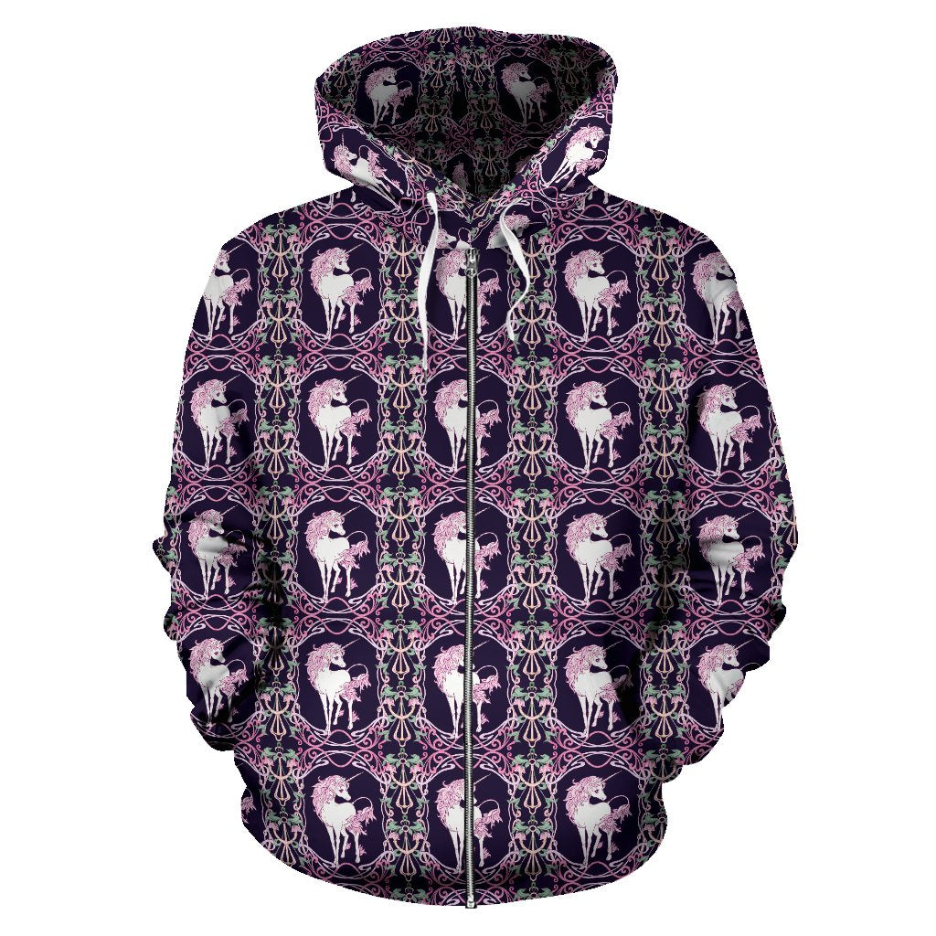 Unicorn Fantastic Flower Zip Up Hoodie