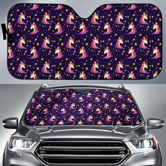 Unicorn Princess Star Sparkle Car Sun Shade For Windshield