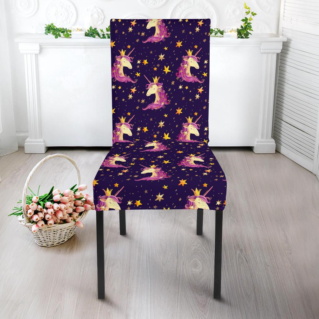 Unicorn Princess Star Sparkle Dining Chair Slipcover-JTAMIGO.COM