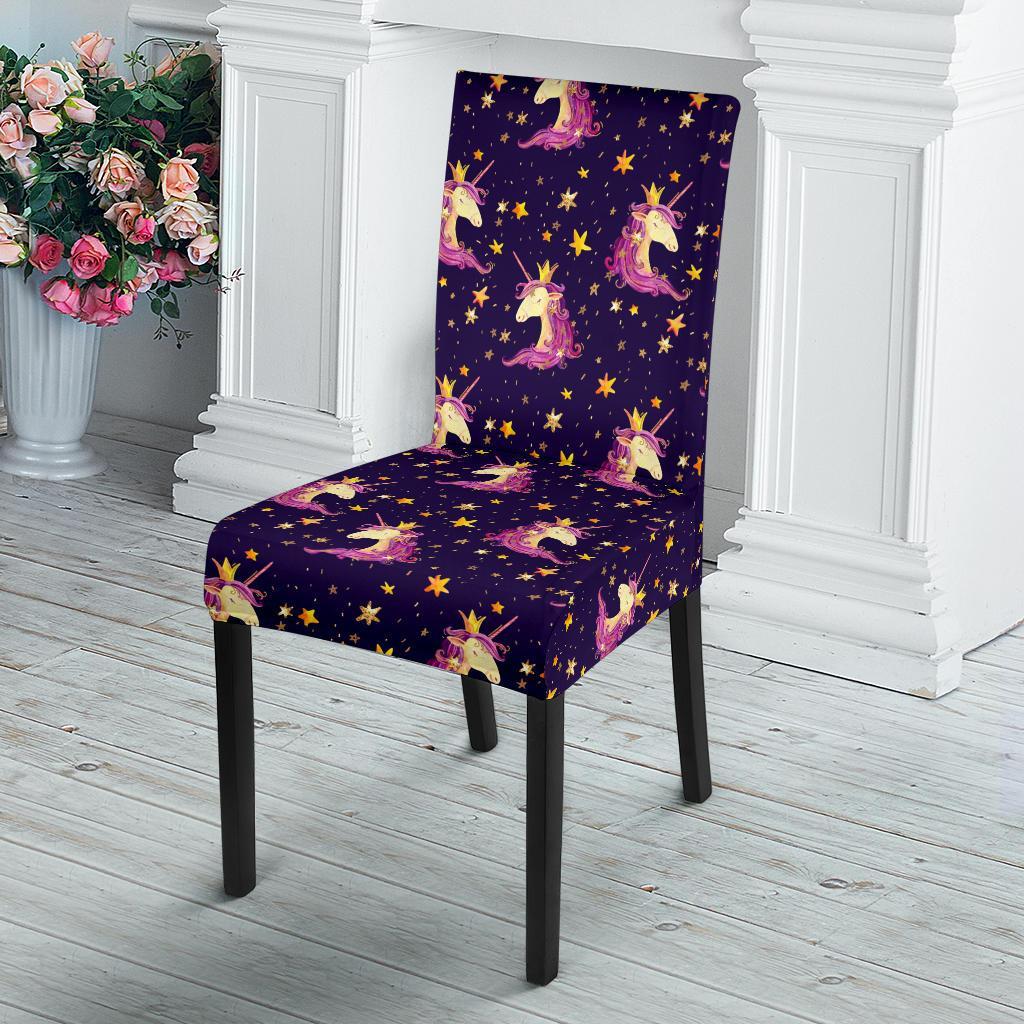 Unicorn Princess Star Sparkle Dining Chair Slipcover-JTAMIGO.COM