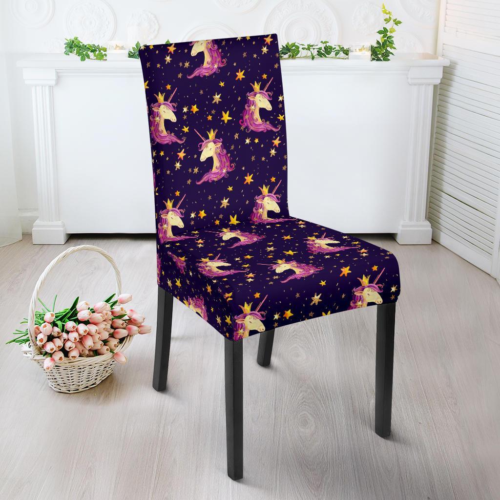 Unicorn Princess Star Sparkle Dining Chair Slipcover-JTAMIGO.COM