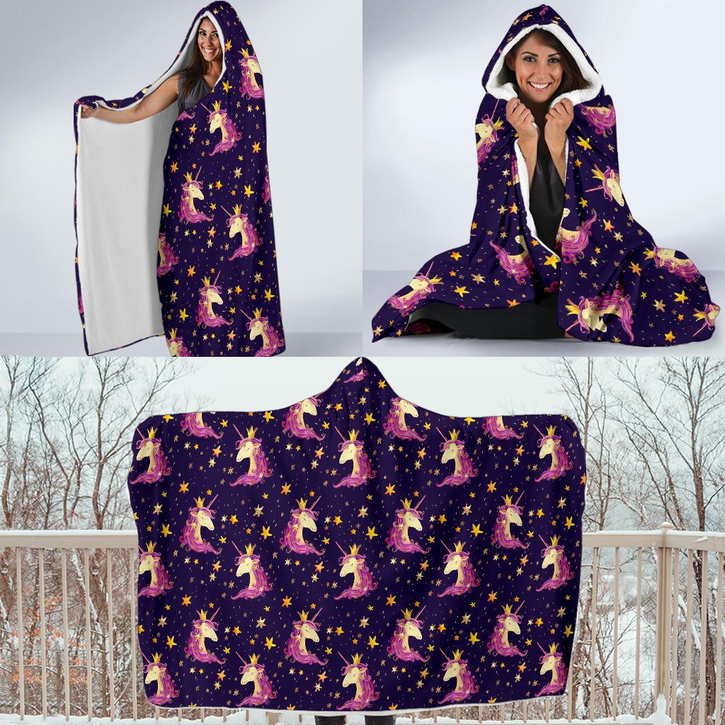 Unicorn Princess Star Sparkle Hooded Blanket-JTAMIGO.COM
