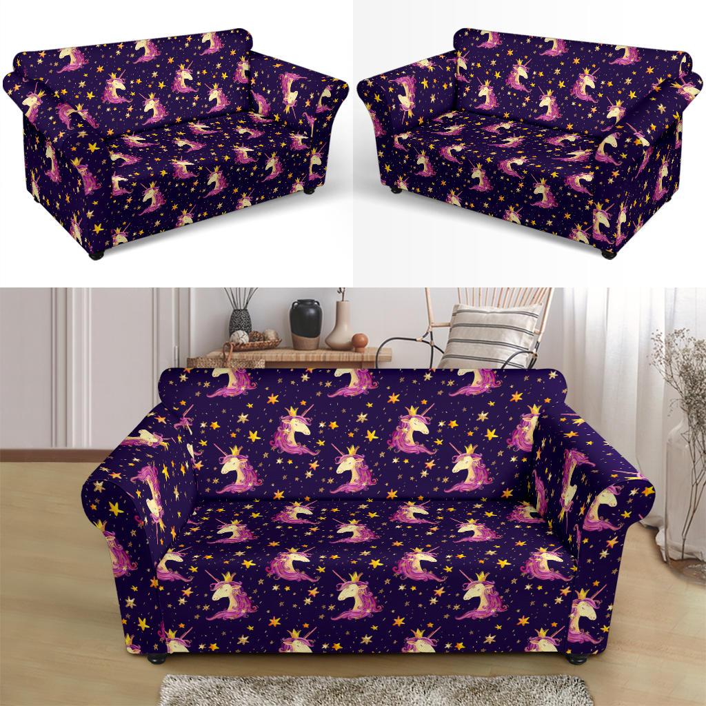 Unicorn Princess Star Sparkle Loveseat Slipcover-JTAMIGO.COM