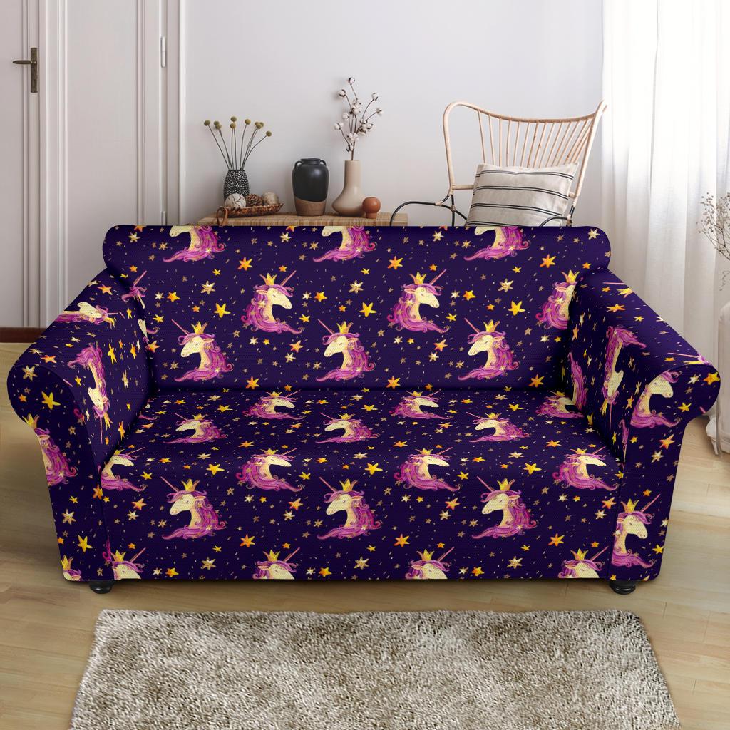 Unicorn Princess Star Sparkle Loveseat Slipcover-JTAMIGO.COM