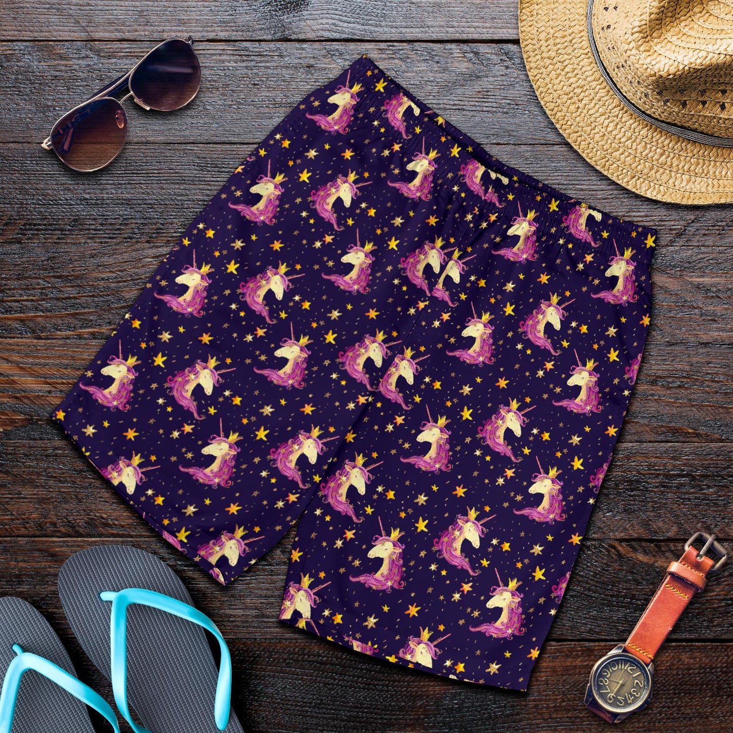 Unicorn Princess Star Sparkle Mens Shorts-JTAMIGO.COM
