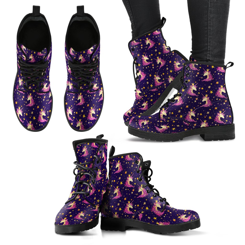 Unicorn Princess Star Sparkle Women Leather Boots-JTAMIGO.COM