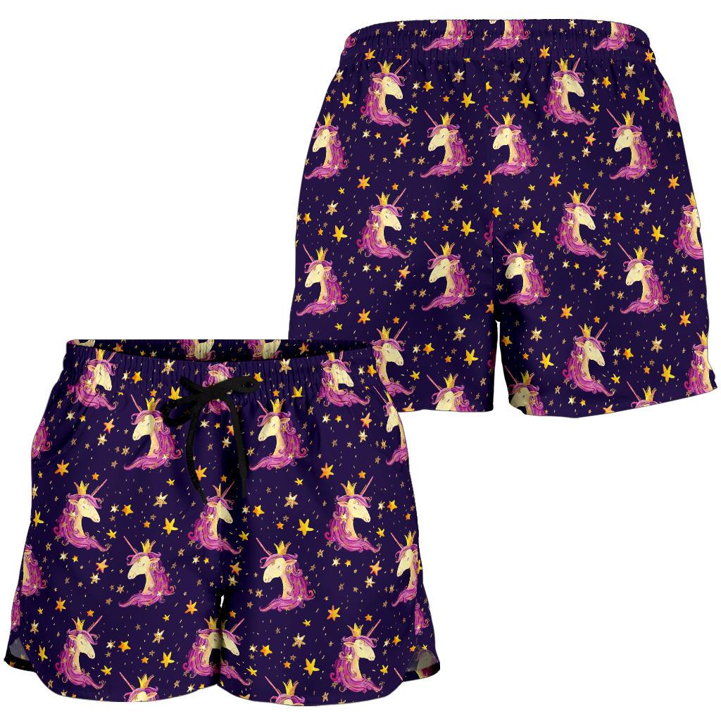 Unicorn Princess Star Sparkle Women Shorts-JTAMIGO.COM