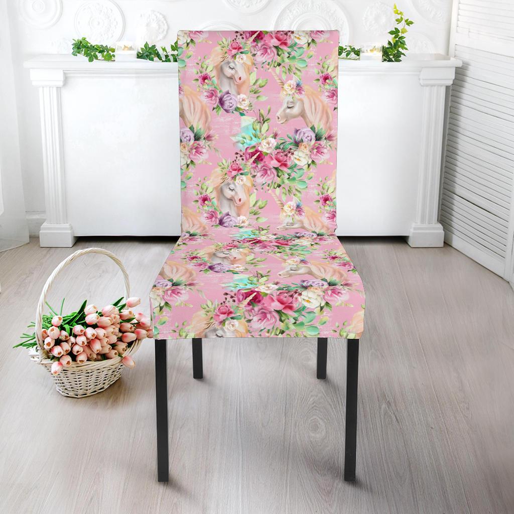 Unicorn Princess with Rose Dining Chair Slipcover-JTAMIGO.COM