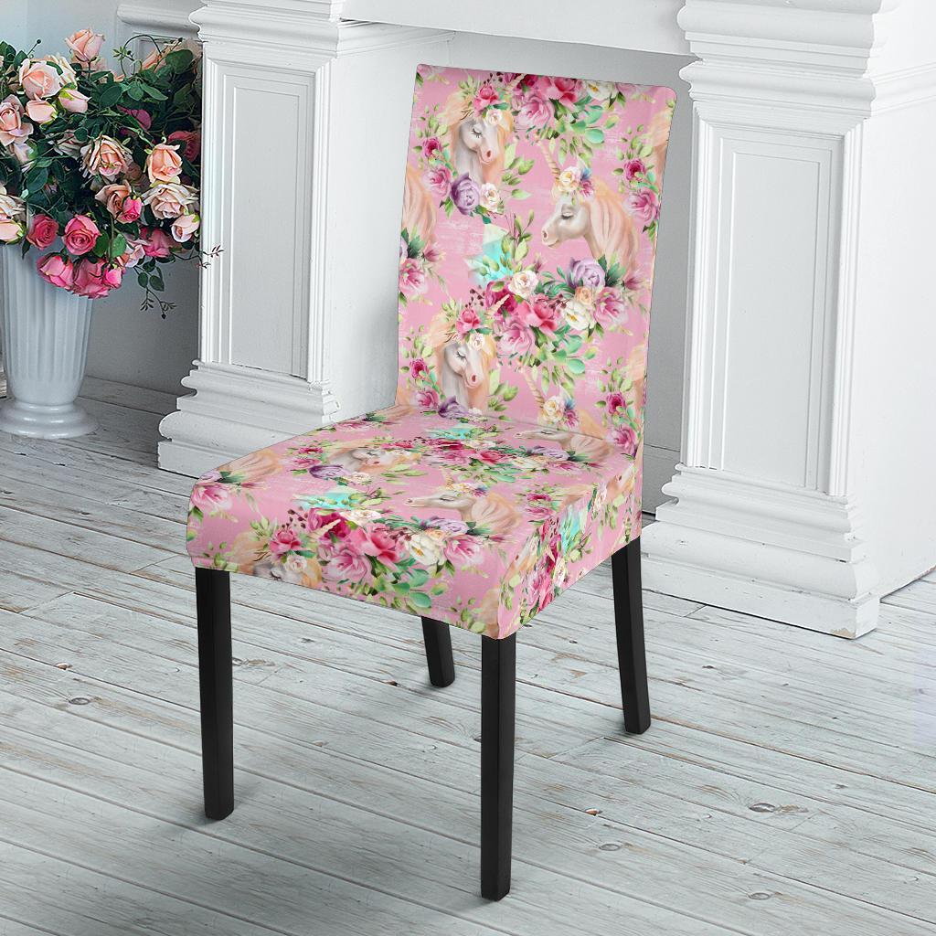 Unicorn Princess with Rose Dining Chair Slipcover-JTAMIGO.COM