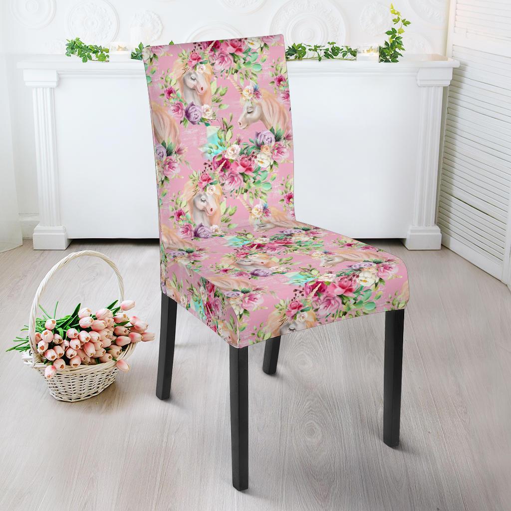 Unicorn Princess with Rose Dining Chair Slipcover-JTAMIGO.COM