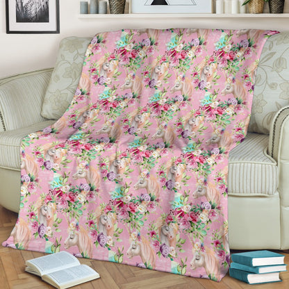 Unicorn Princess With Rose Fleece Blanket