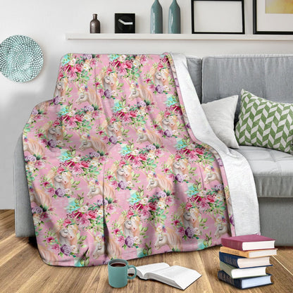 Unicorn Princess With Rose Fleece Blanket