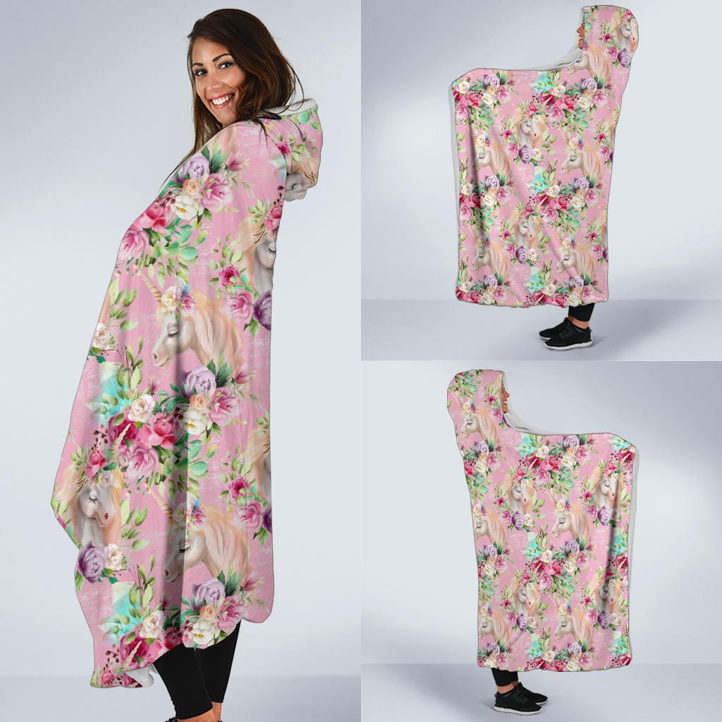 Unicorn Princess with Rose Hooded Blanket-JTAMIGO.COM
