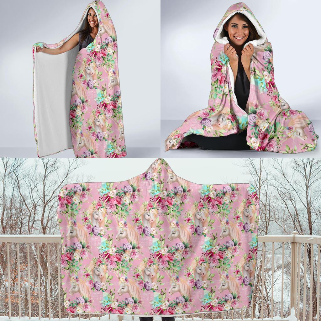 Unicorn Princess with Rose Hooded Blanket-JTAMIGO.COM
