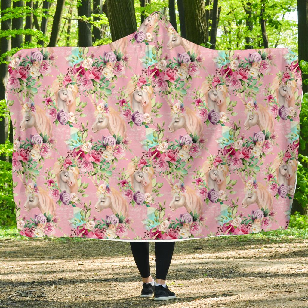 Unicorn Princess with Rose Hooded Blanket-JTAMIGO.COM