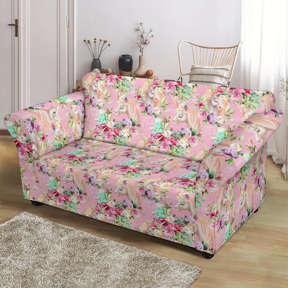 Unicorn Princess with Rose Loveseat Slipcover-JTAMIGO.COM