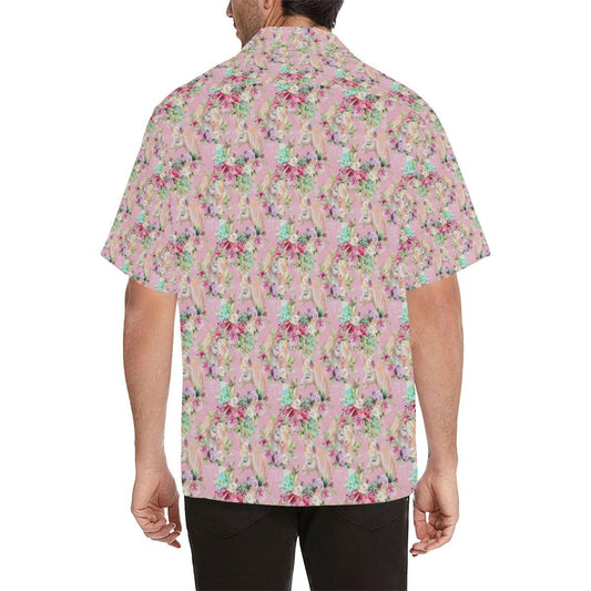 Unicorn Princess with Rose Men Aloha Hawaiian Shirt