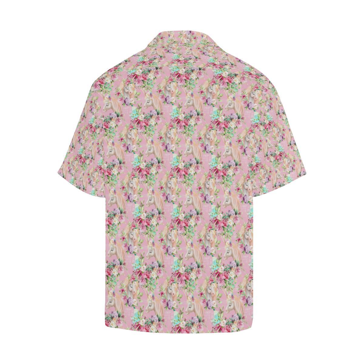 Unicorn Princess with Rose Men Aloha Hawaiian Shirt
