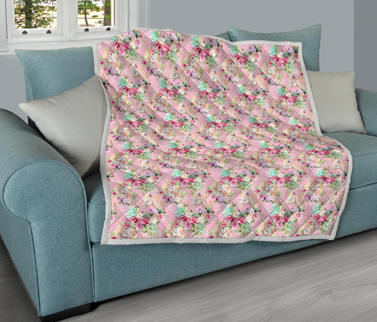 Unicorn Princess with Rose Premium Quilt-JTAMIGO.COM