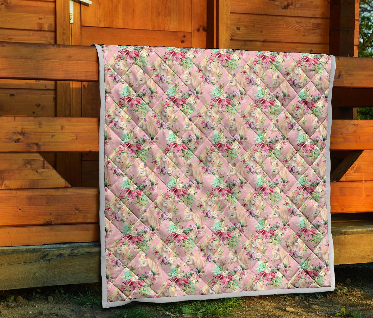 Unicorn Princess with Rose Premium Quilt-JTAMIGO.COM