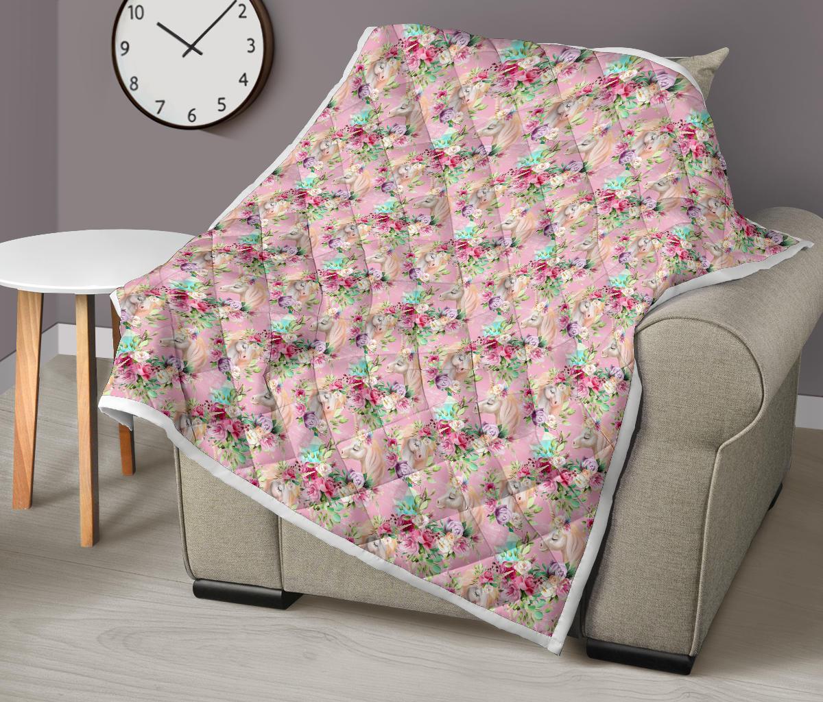 Unicorn Princess with Rose Premium Quilt-JTAMIGO.COM